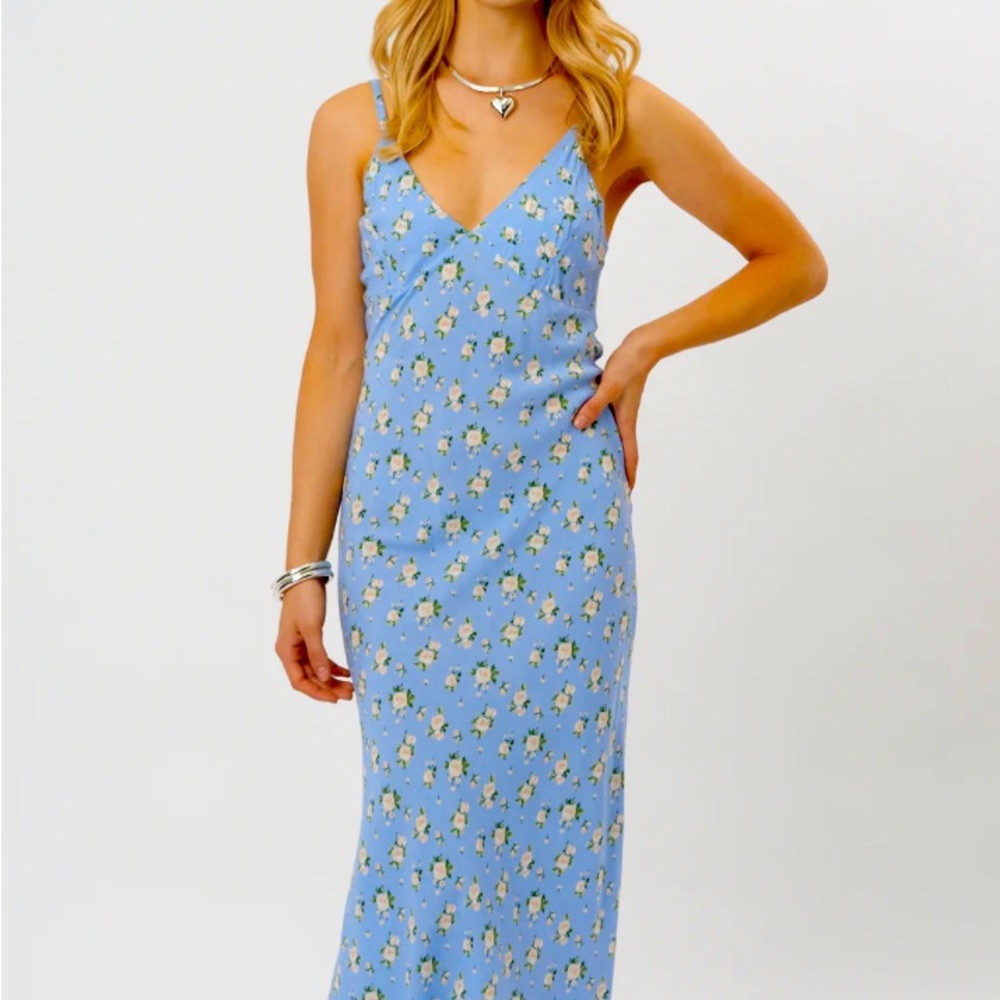 Tree of Life Slip Dress in Blue — size XS